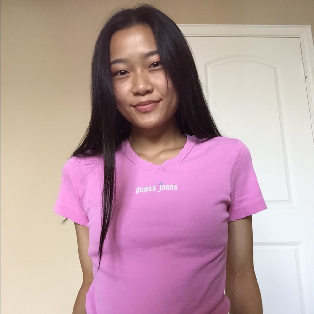 Guess Jeans V-neck Tee Pink